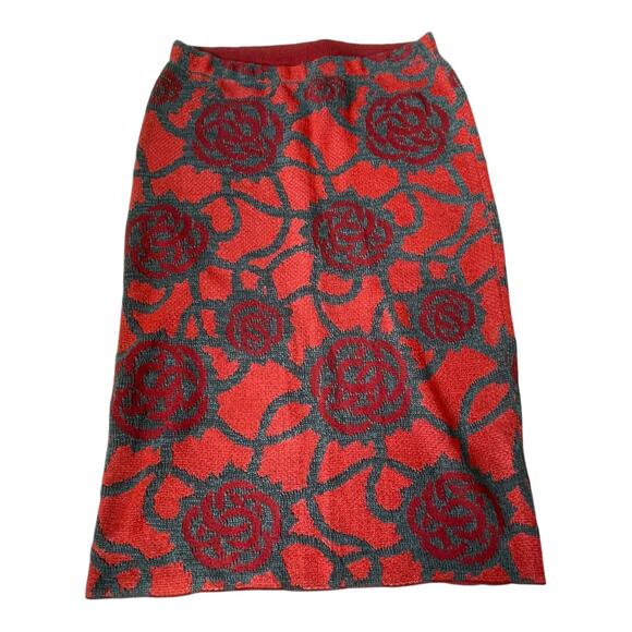 Dries Van Noten Knit Pencil Skirt Rose M Red Grey EUC - Picture 12 of 12